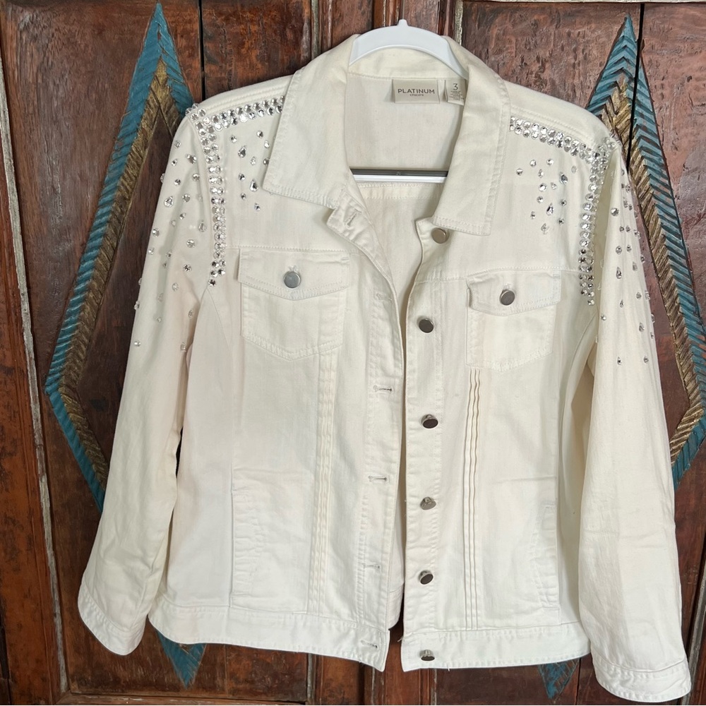 Chico’s Studded Jean Jacket Large